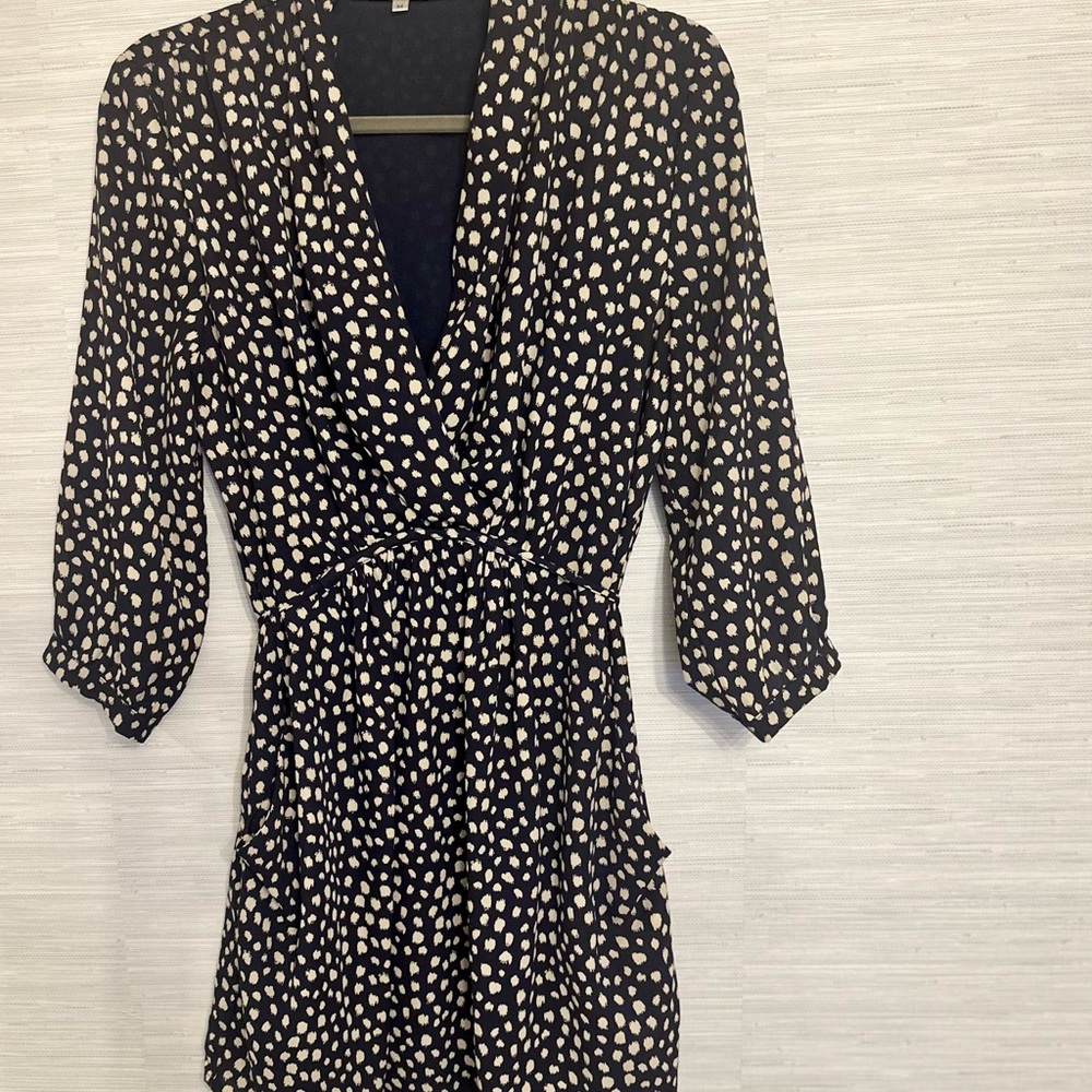 Creative Concept black & White Dress with large collar and flattering tie back.